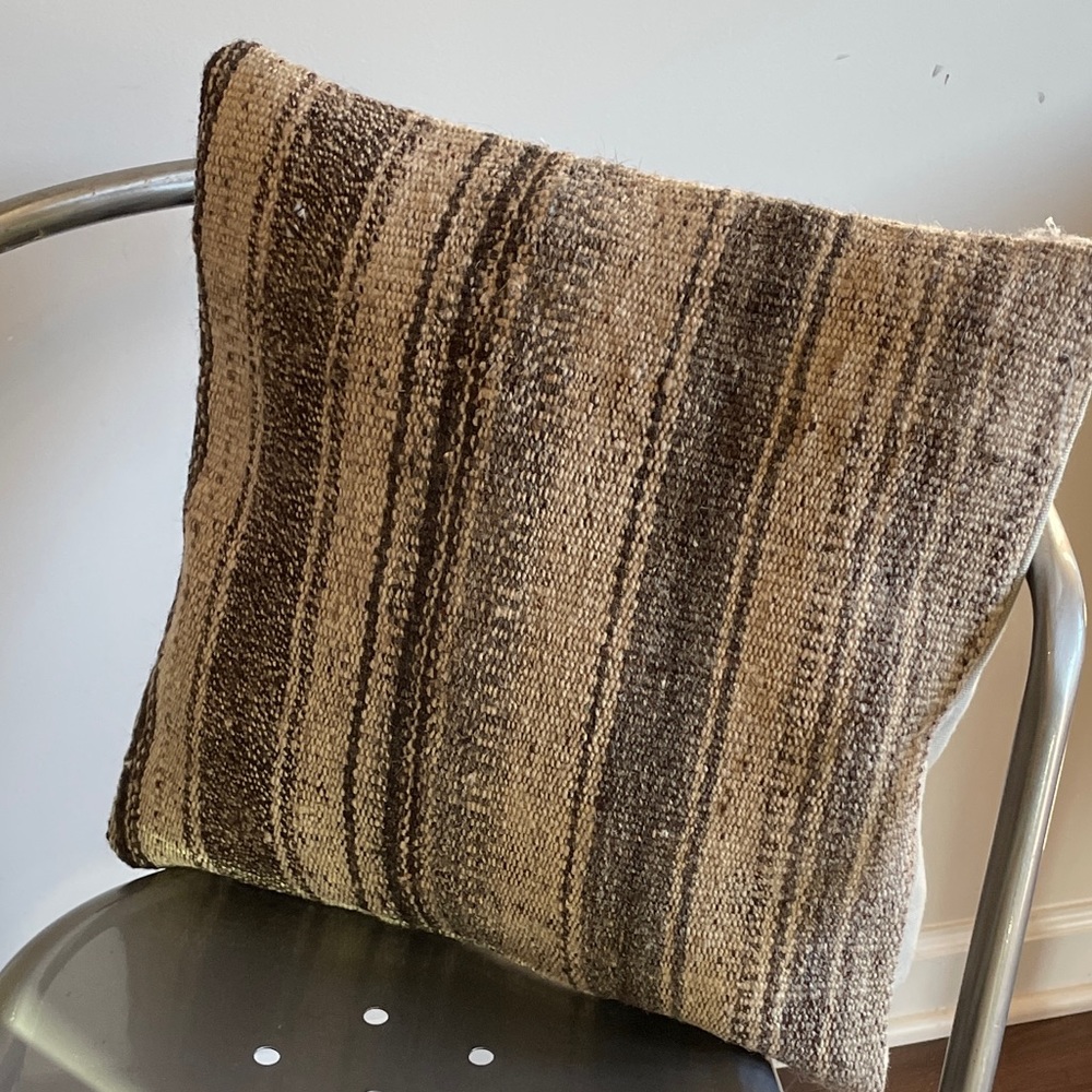 Gray and Cream Kilim Pillow Cover